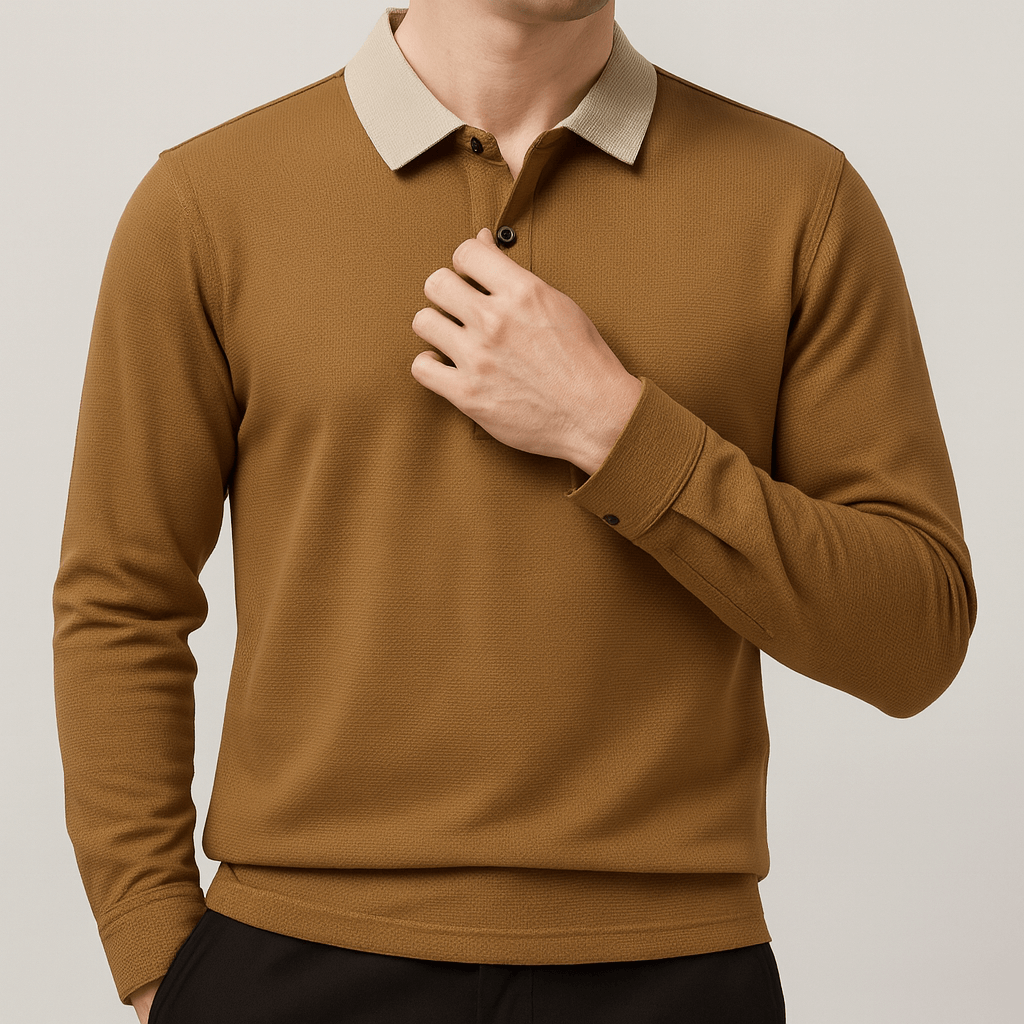 Stoneburry | Men's Long Sleeve Asymmetric Polo Shirt