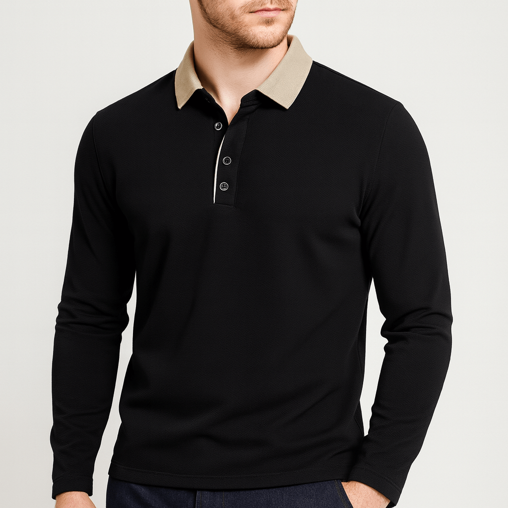 Stoneburry | Men's Long Sleeve Asymmetric Polo Shirt