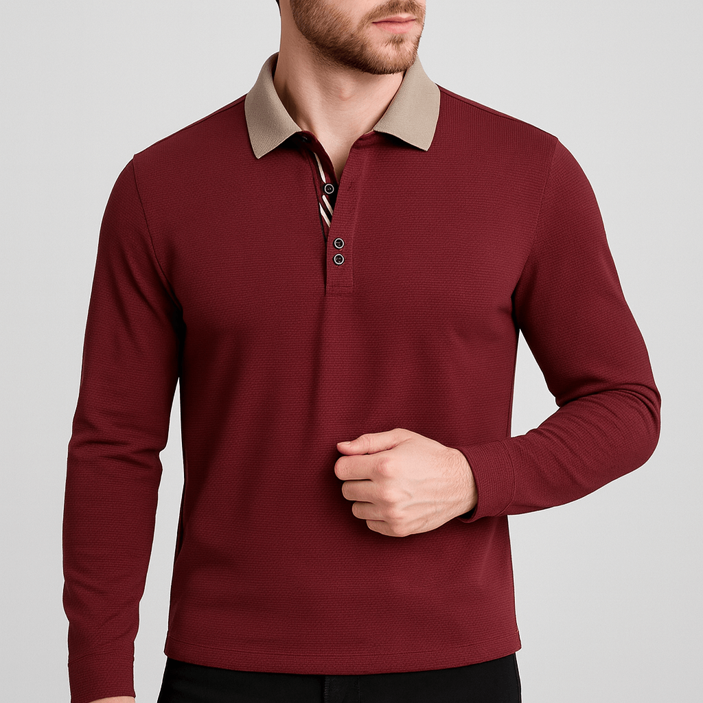 Stoneburry | Men's Long Sleeve Asymmetric Polo Shirt