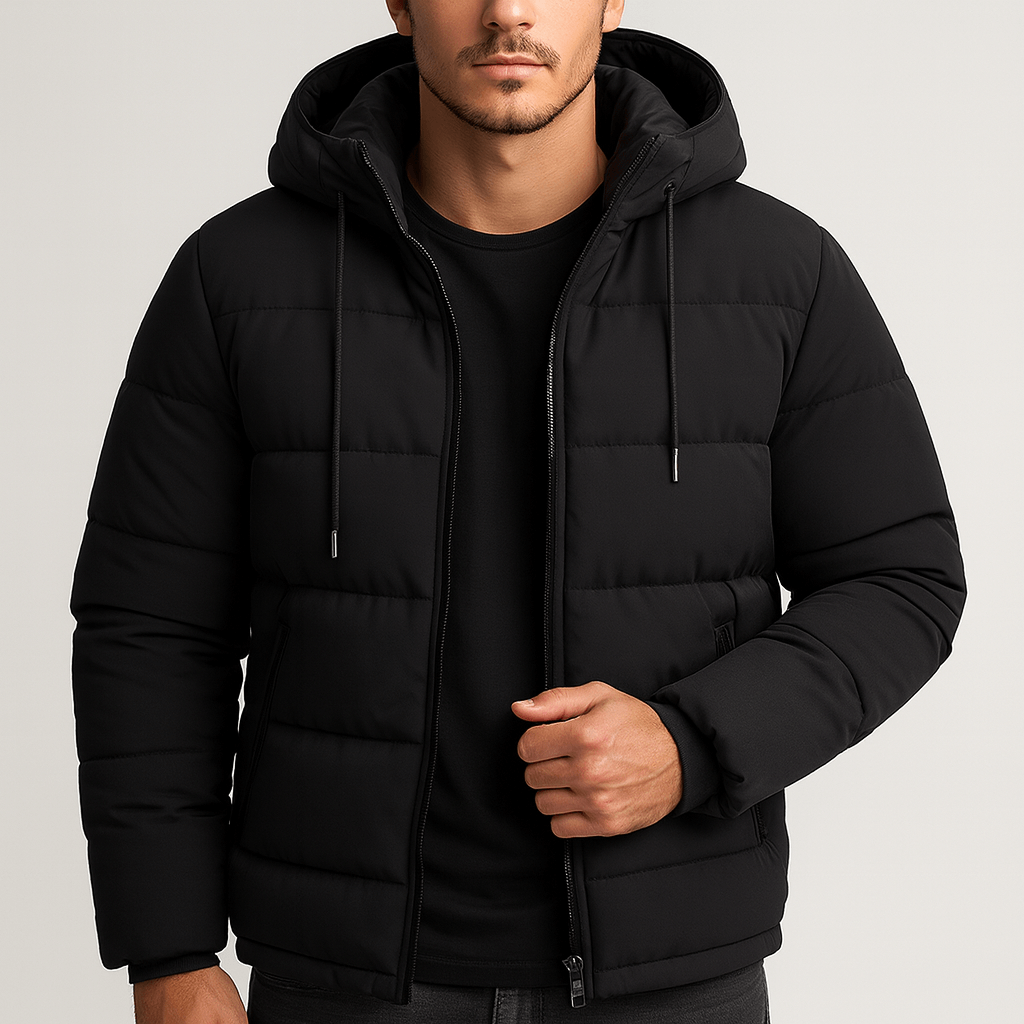Stoneburry | Padded hooded black puffer jacket