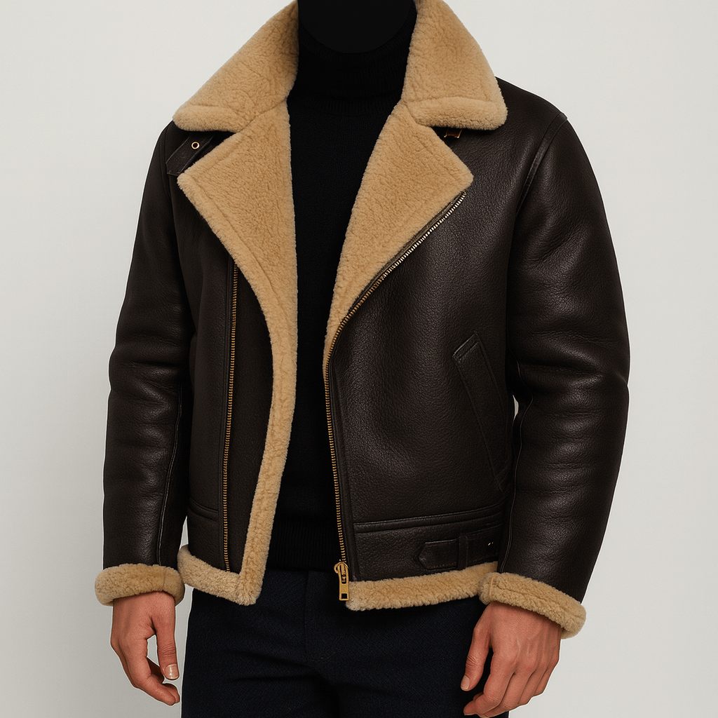 Stoneburry | Sheepskin pilot jacket with adjustable collar