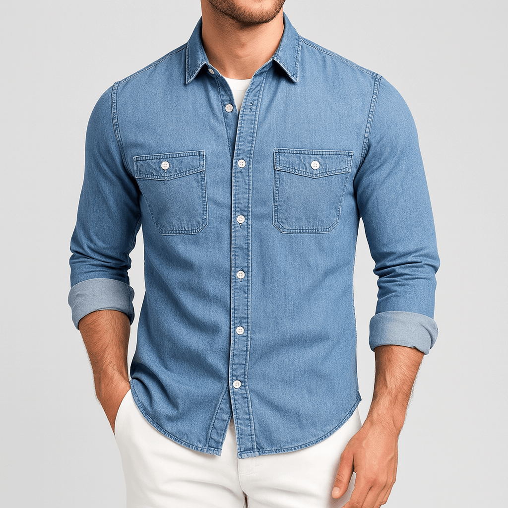 Stoneburry | Slim fit sustainable denim shirt