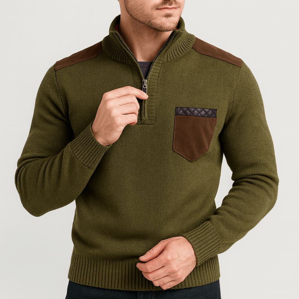 Stoneburry | Half-zip sweater with shoulder patches