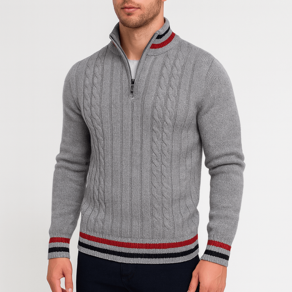 Stoneburry | Stand collar cable knit sweater
