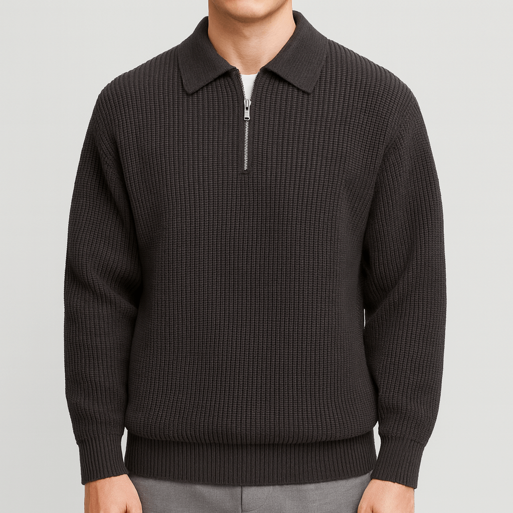 Stoneburry | Ribbed knit half-zip sweater
