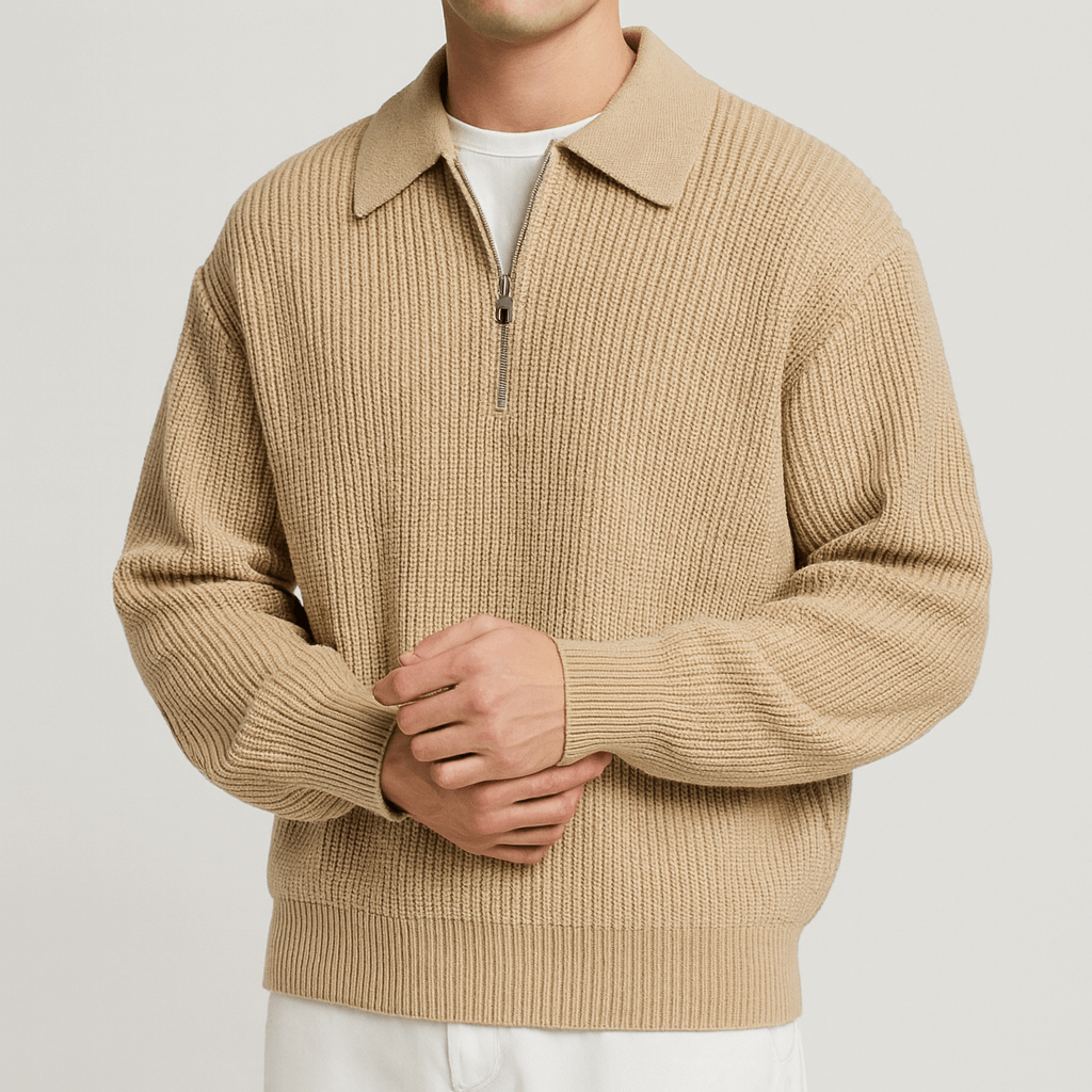 Stoneburry | Ribbed knit half-zip sweater