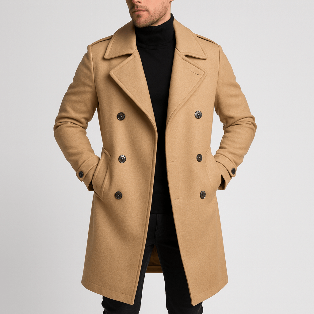 Stoneburry | Double-Breasted Wool Blend Mid-Length Coat