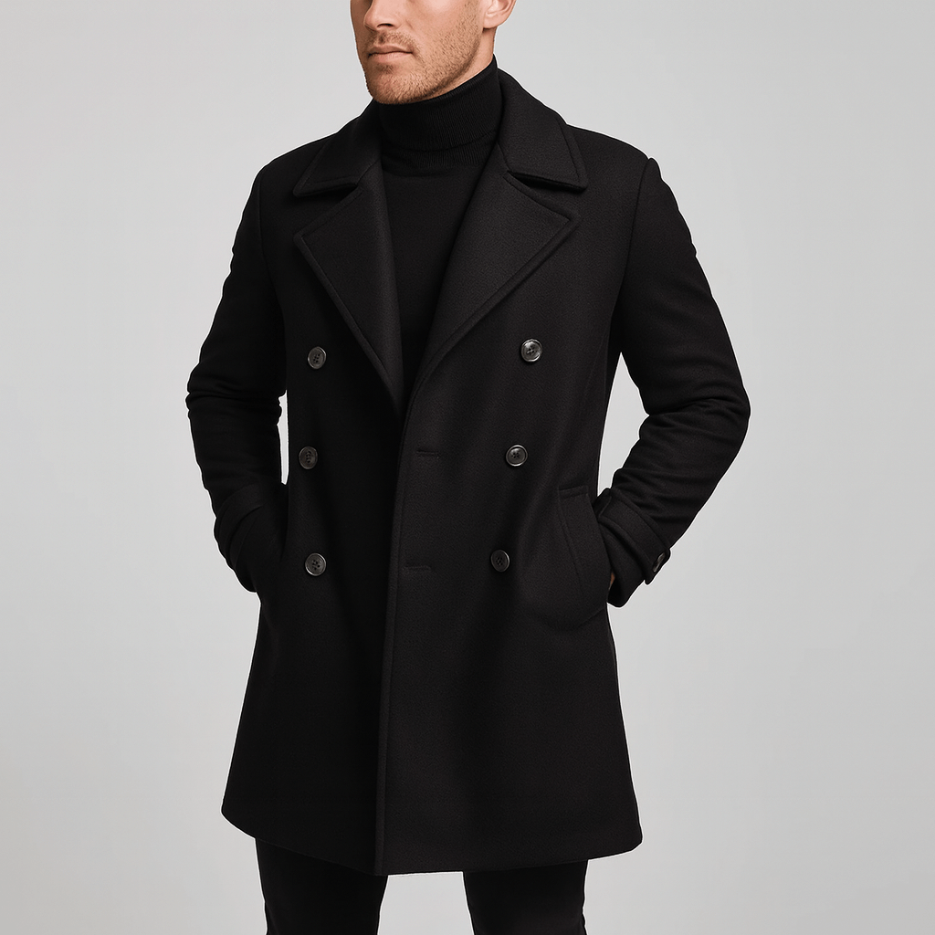 Stoneburry | Double-Breasted Wool Blend Mid-Length Coat