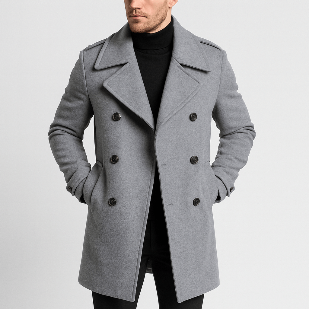 Stoneburry | Double-Breasted Wool Blend Mid-Length Coat