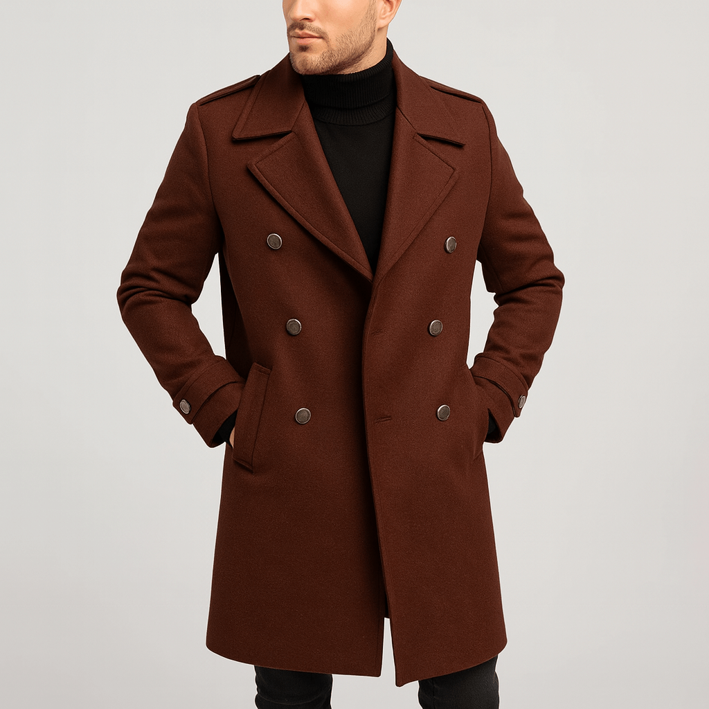 Stoneburry | Double-Breasted Wool Blend Mid-Length Coat