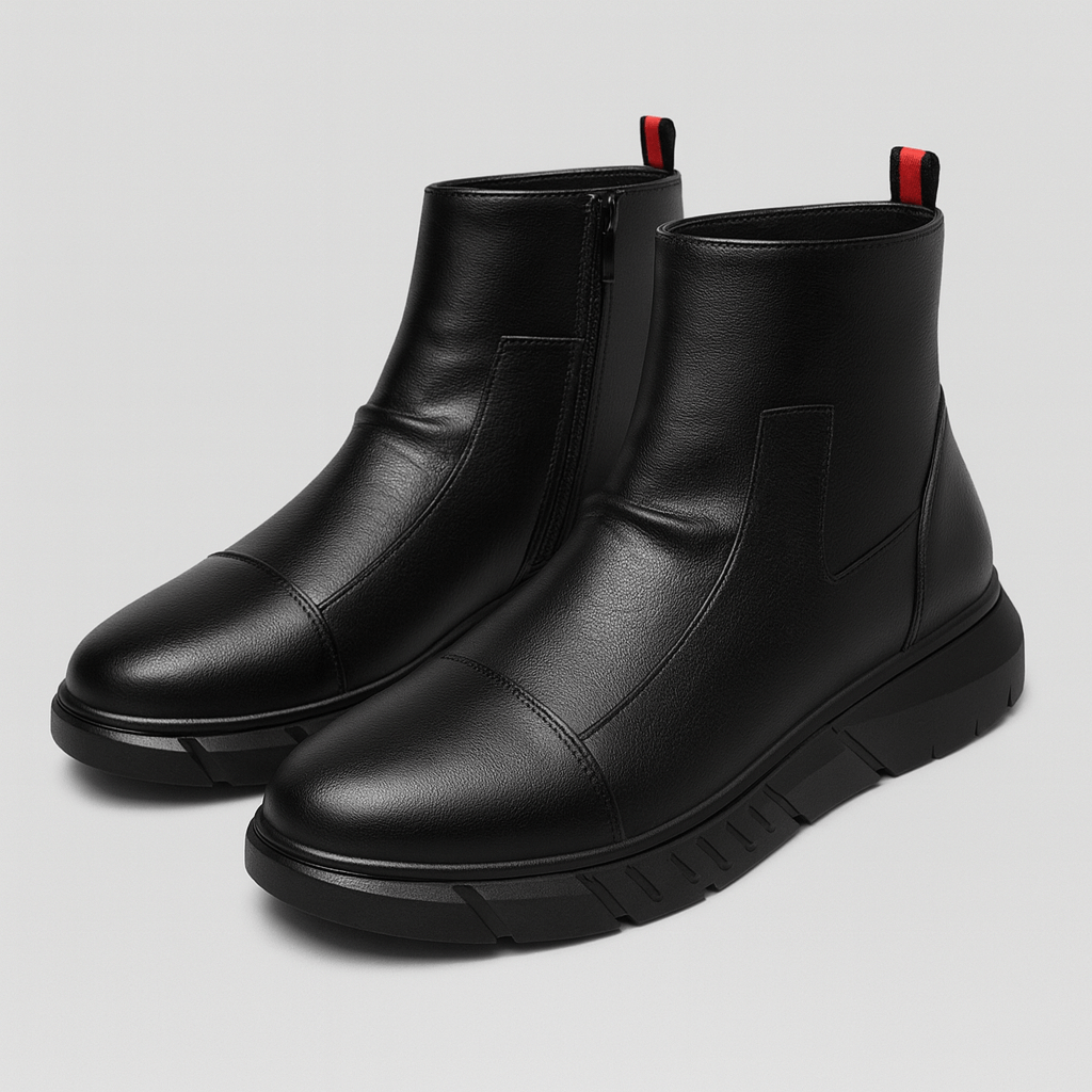 Stoneburry | Leather black ankle boots with side zipper