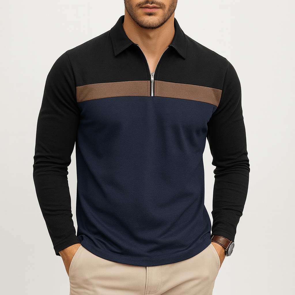 Stoneburry | Stylish Zip Collar Polo Shirt