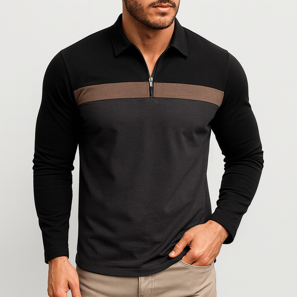 Stoneburry | Stylish Zip Collar Polo Shirt
