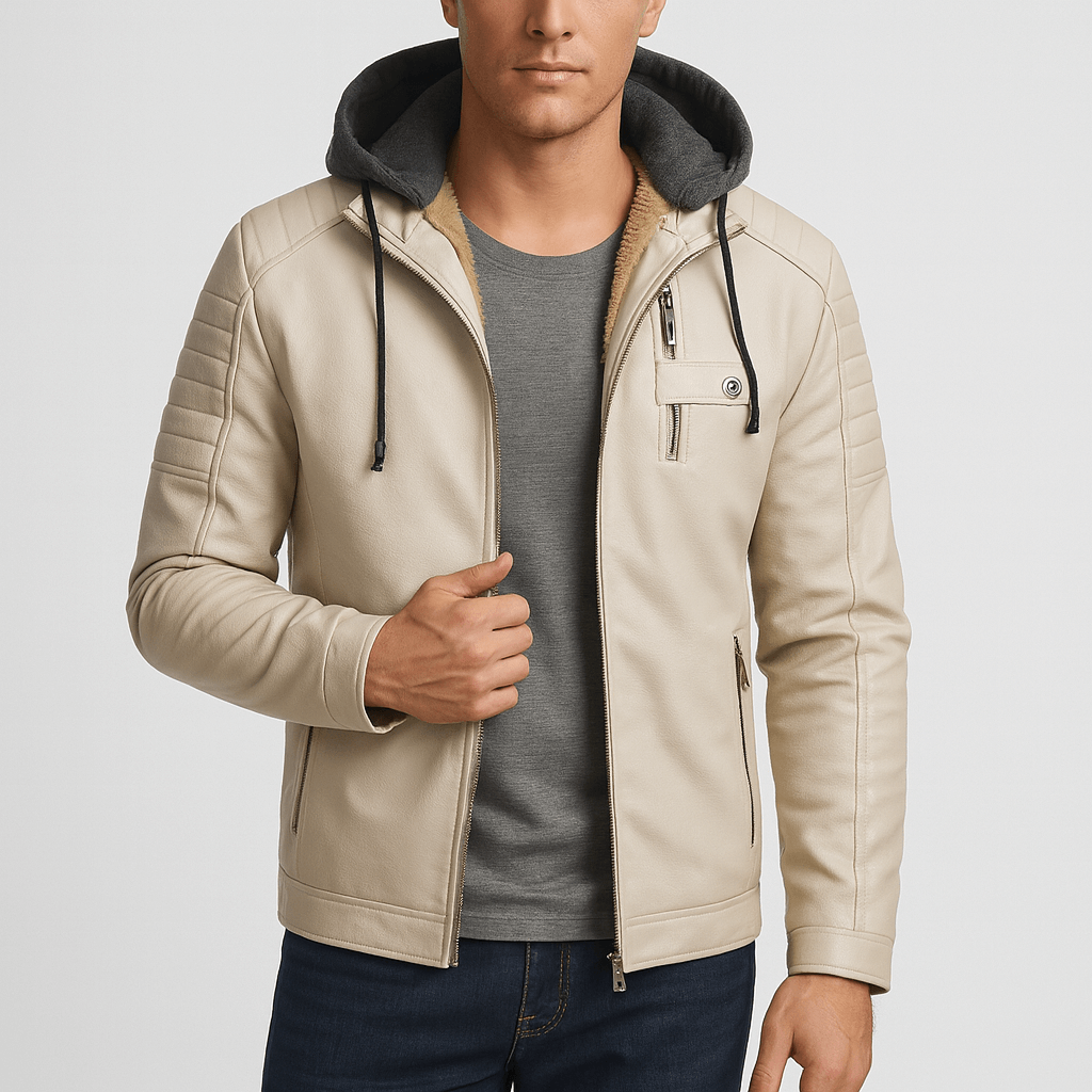 Stoneburry | PU Leather Hooded Coat