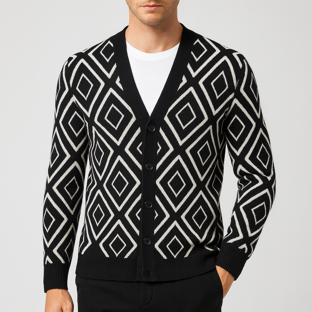 Stoneburry | Soft wool blend jacquard cardigan
