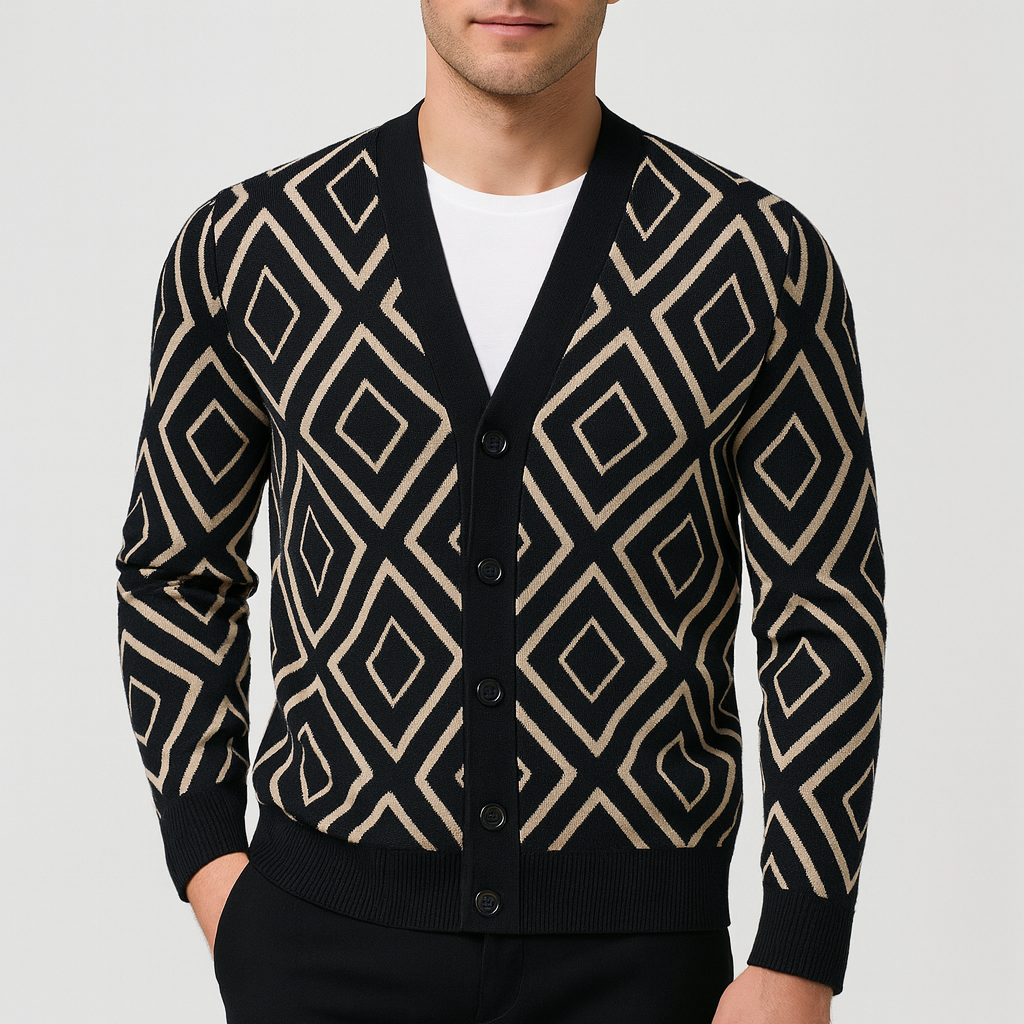 Stoneburry | Soft wool blend jacquard cardigan