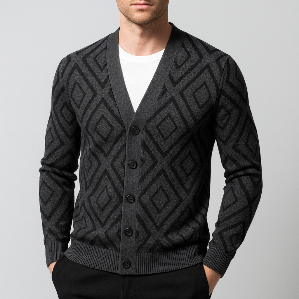 Stoneburry | Soft wool blend jacquard cardigan