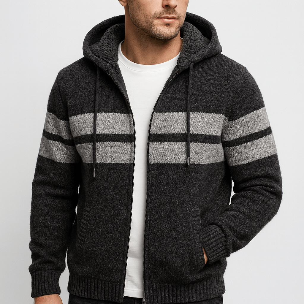Stoneburry | Fleece-lined zip hoodie with striped design
