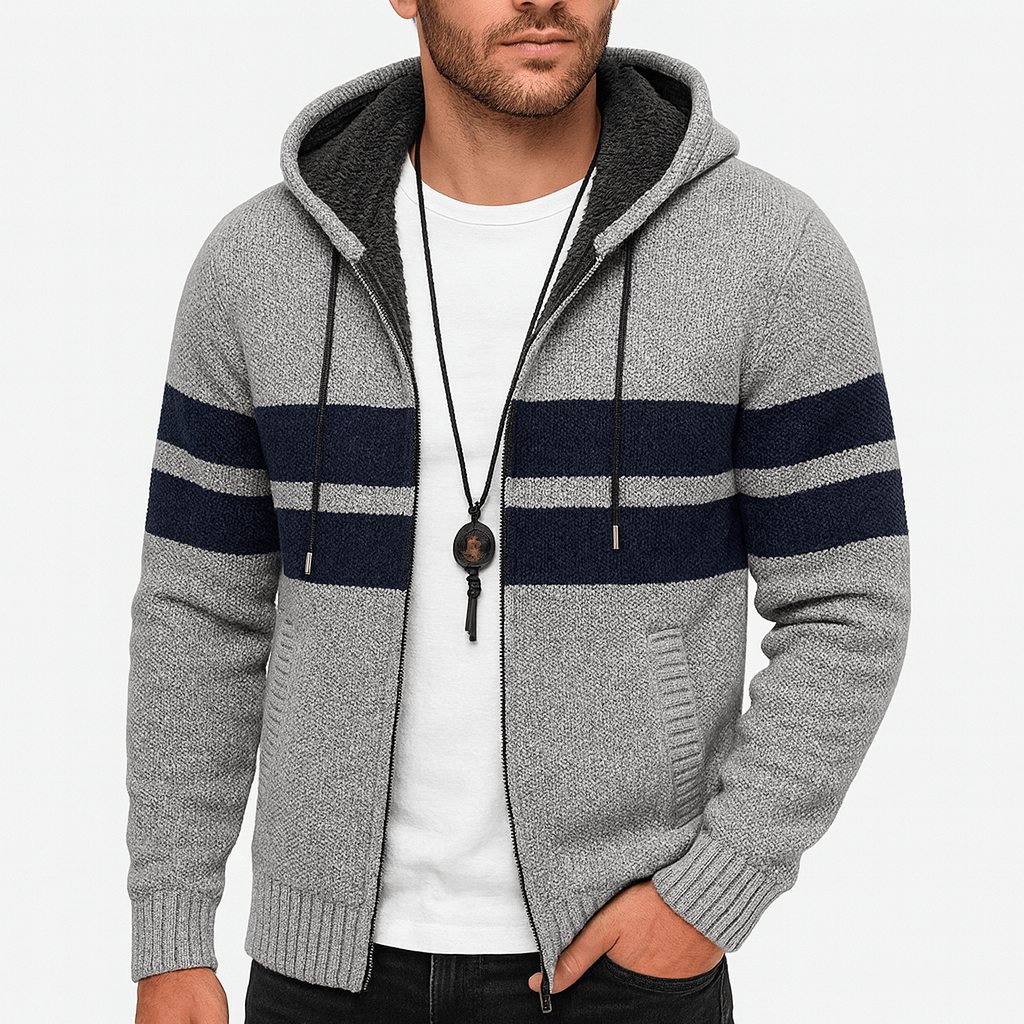 Stoneburry | Fleece-lined zip hoodie with striped design