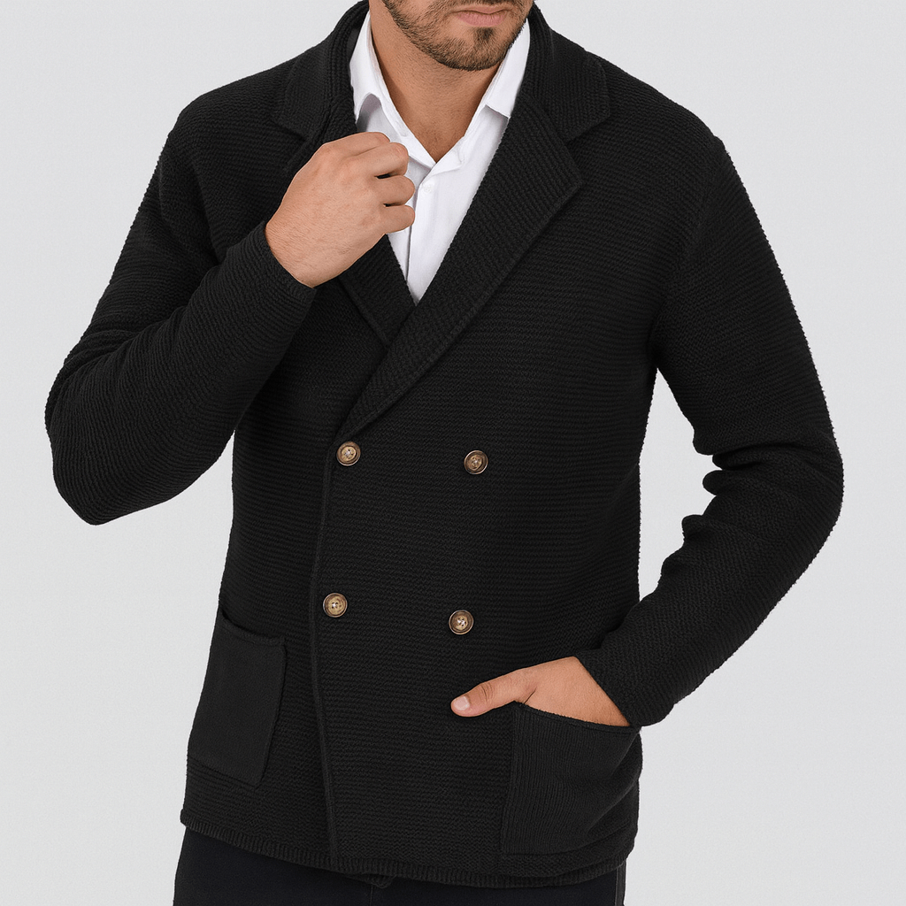 Stoneburry | Textured knit cardigan with blazer lapel