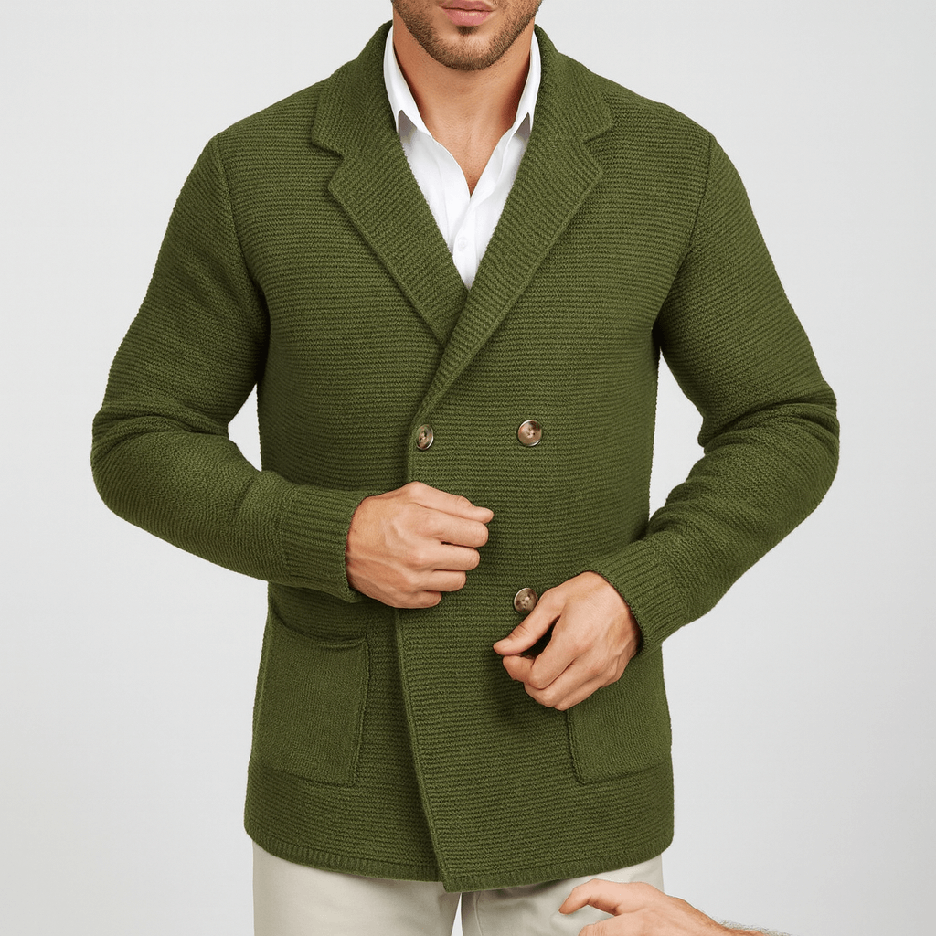 Stoneburry | Textured knit cardigan with blazer lapel