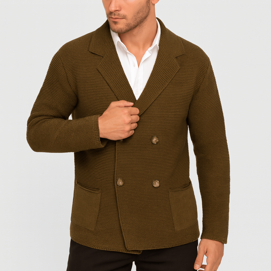 Stoneburry | Textured knit cardigan with blazer lapel