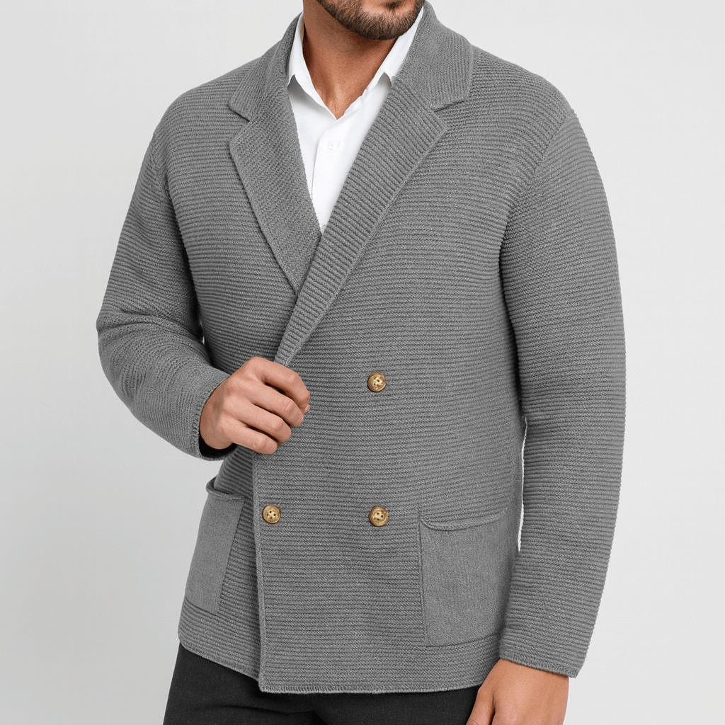 Stoneburry | Textured knit cardigan with blazer lapel