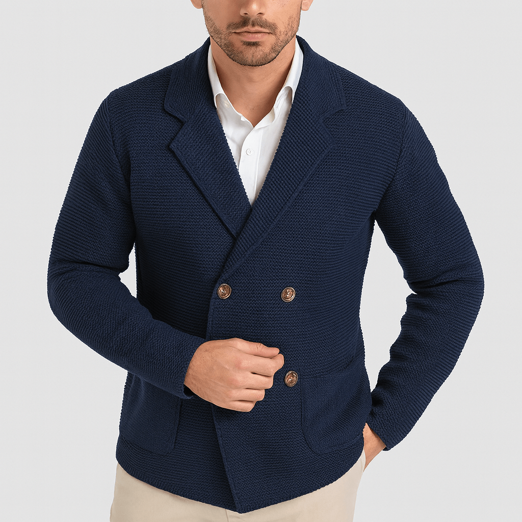 Stoneburry | Textured knit cardigan with blazer lapel