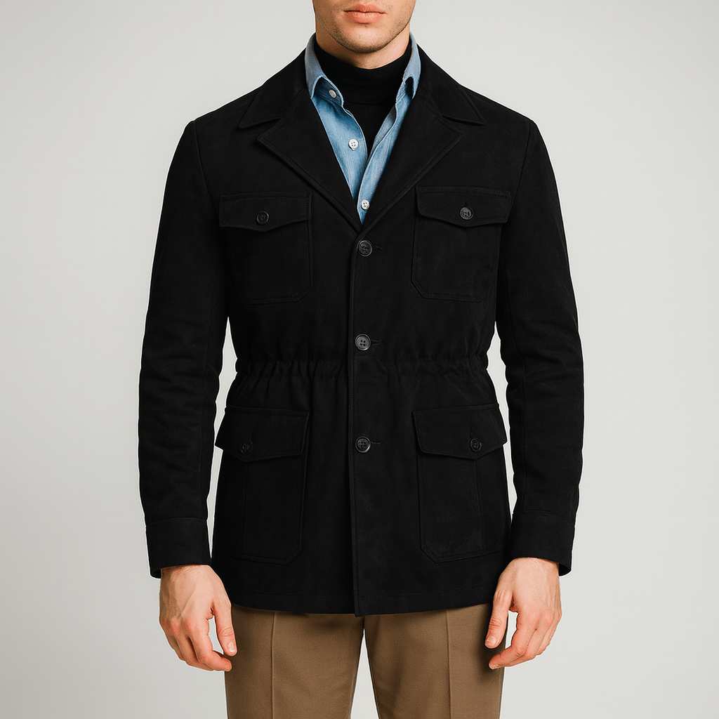 Stoneburry | Suede hunting jacket with adjustable fit and multiple pockets
