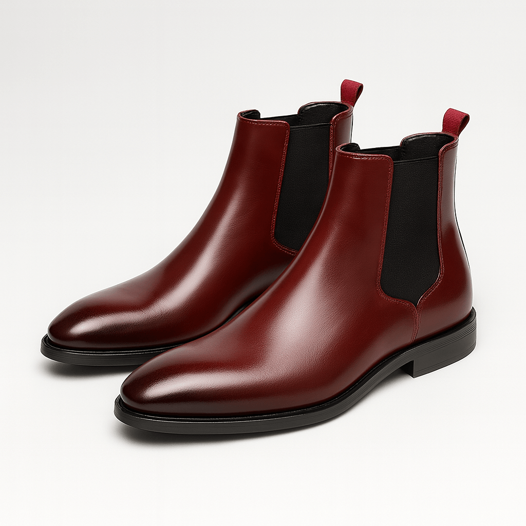 Stoneburry | Polished Chelsea boots with red sole