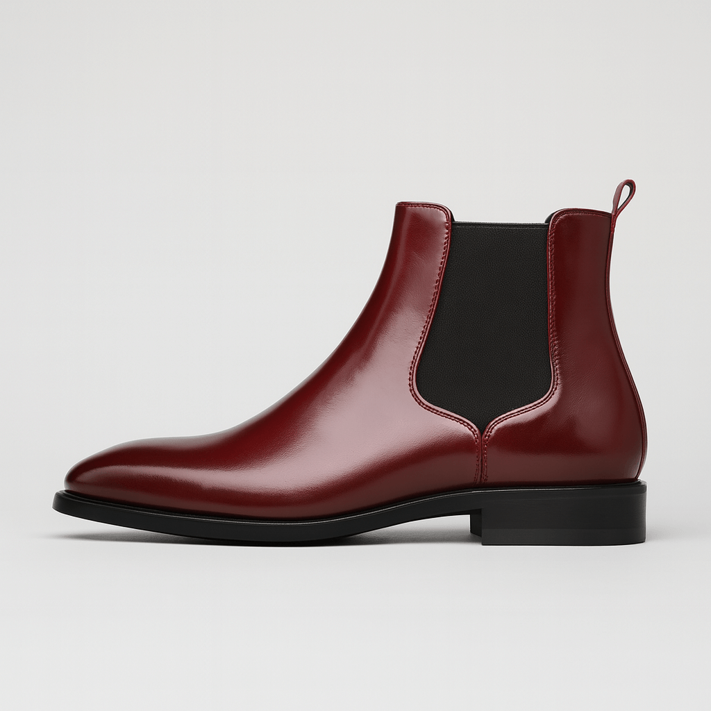 Stoneburry | Polished Chelsea boots with red sole