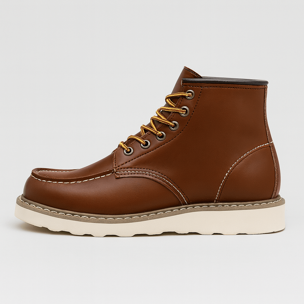 Stoneburry | Lace-up moc toe boots with rugged sole