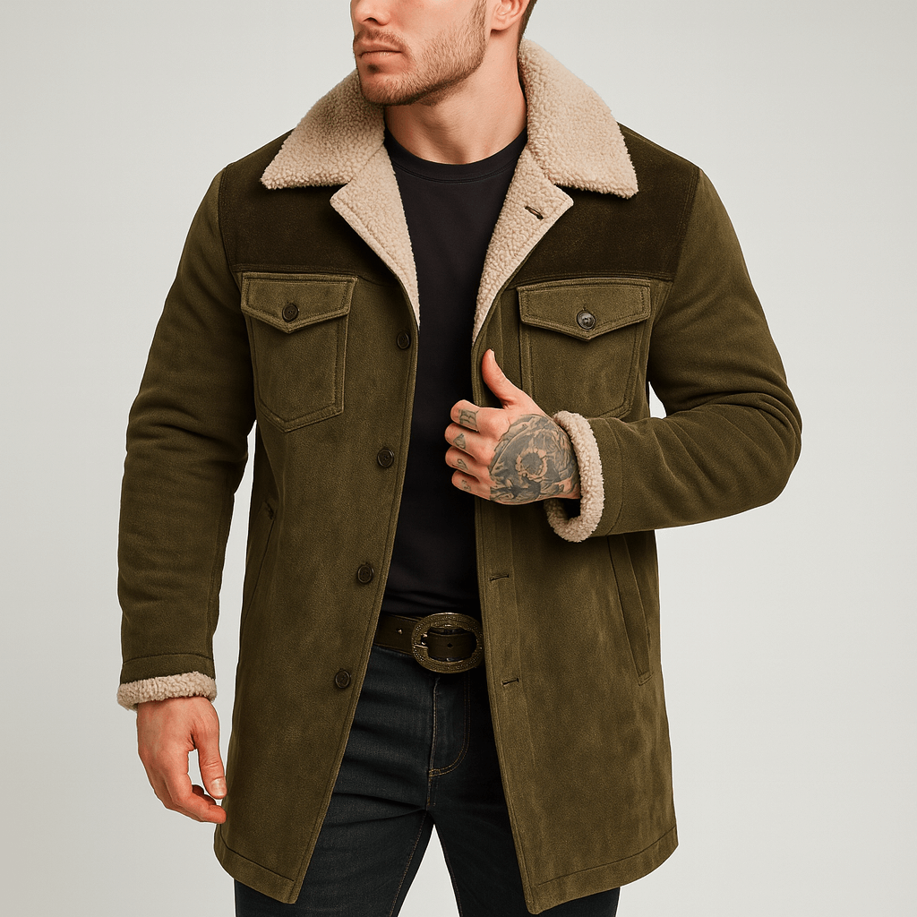 Stoneburry | Relaxed fit trench coat with plush collar