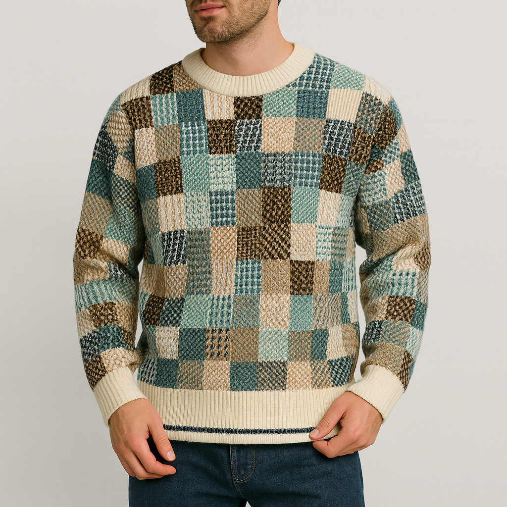 Stoneburry | Soft wool blend checkerboard sweater