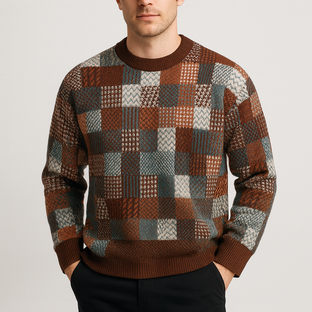 Stoneburry | Soft wool blend checkerboard sweater
