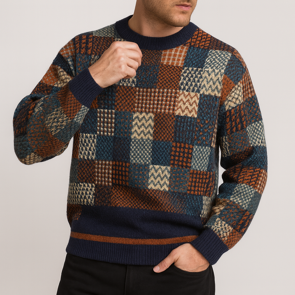 Stoneburry | Soft wool blend checkerboard sweater