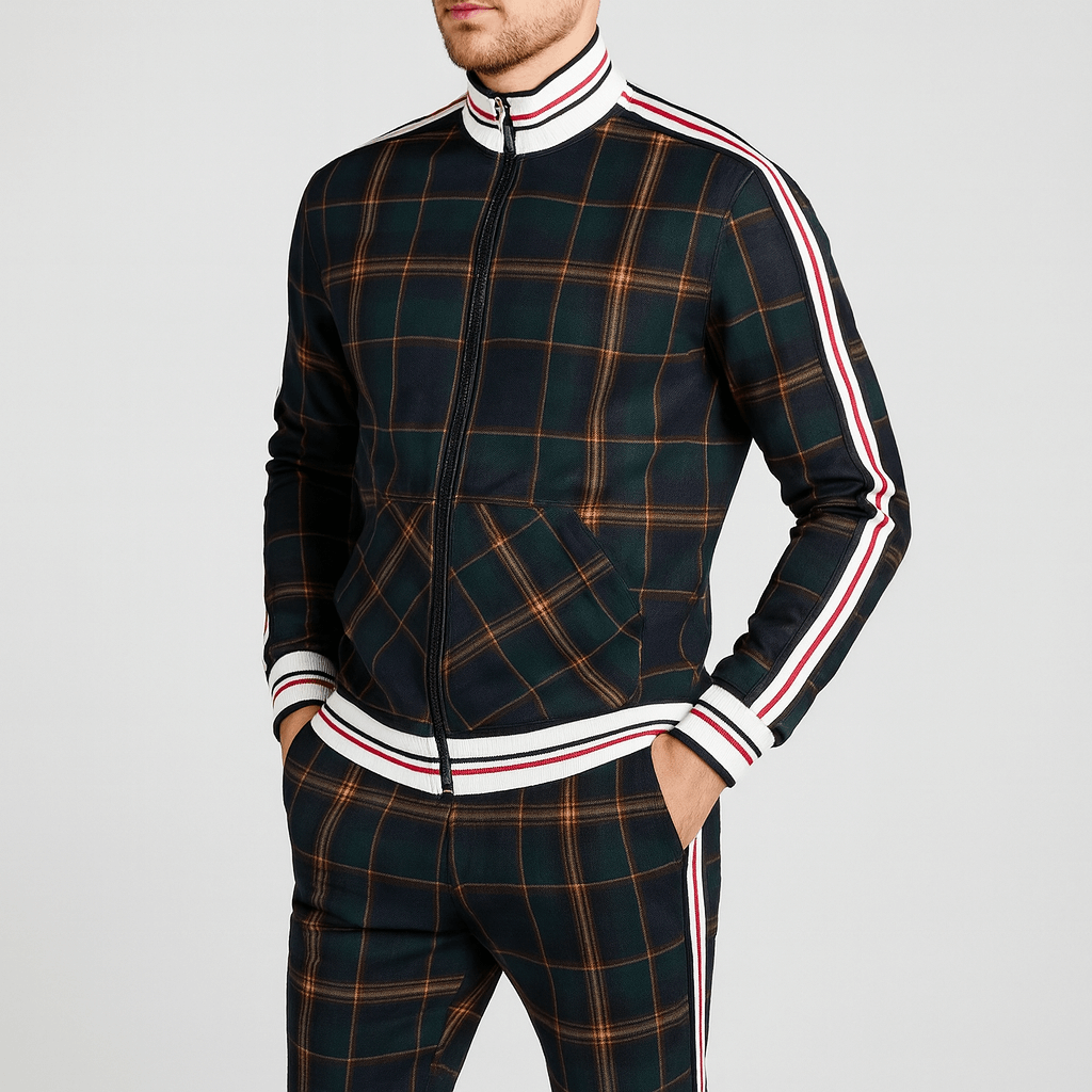 Stoneburry | Plaid tracksuit set with tapered pants