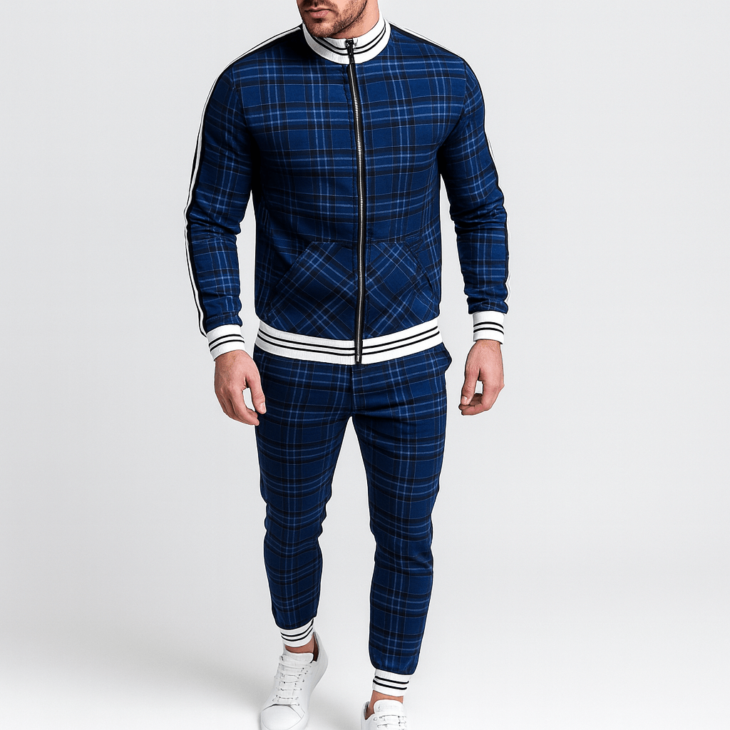 Stoneburry | Plaid tracksuit set with tapered pants
