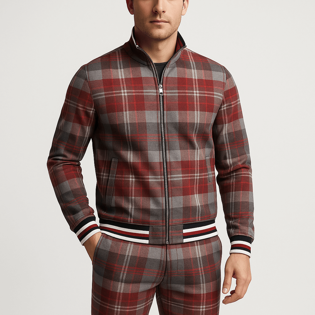 Stoneburry | Plaid tracksuit set with tapered pants