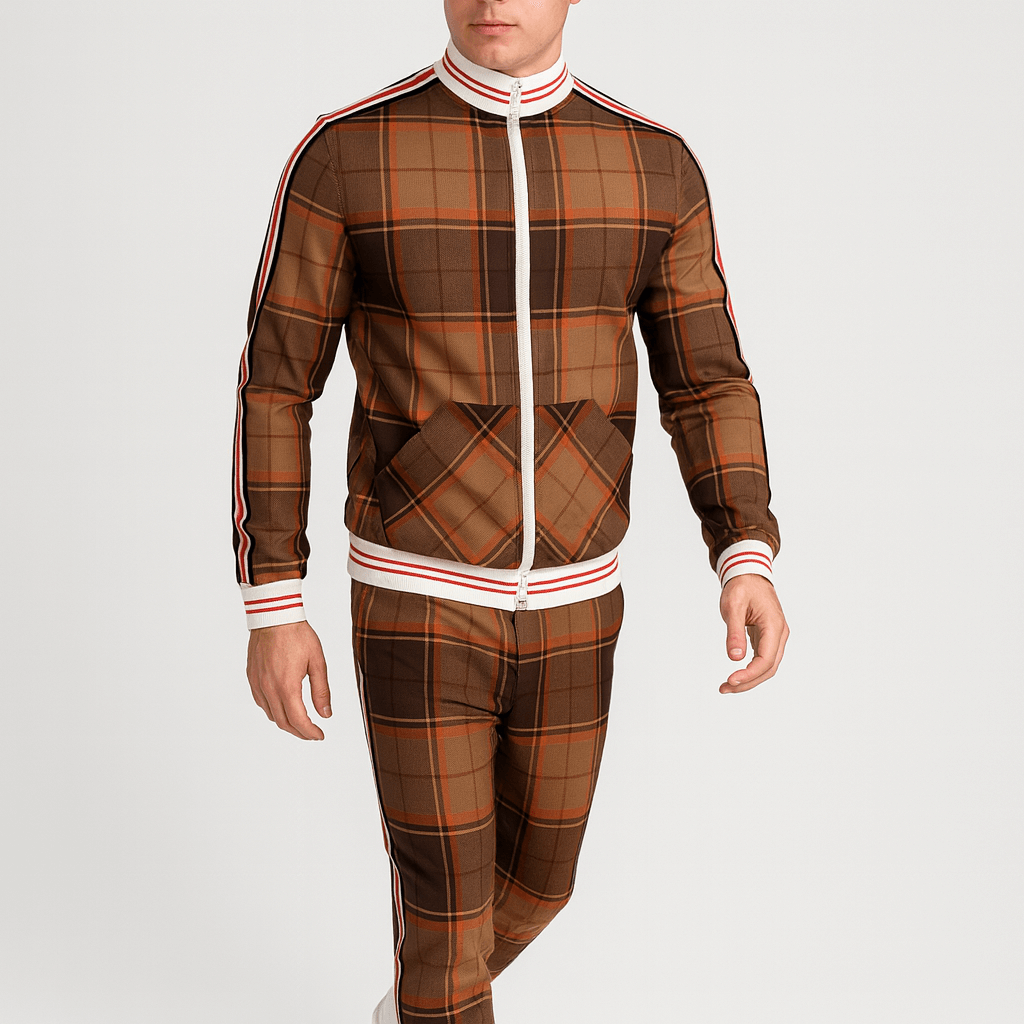 Stoneburry | Plaid tracksuit set with tapered pants