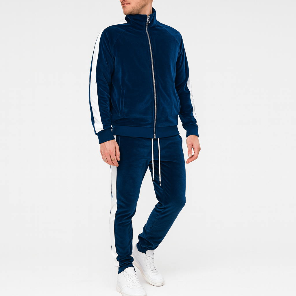 Stoneburry | Velvet 2-piece tracksuit with zipper and drawstring