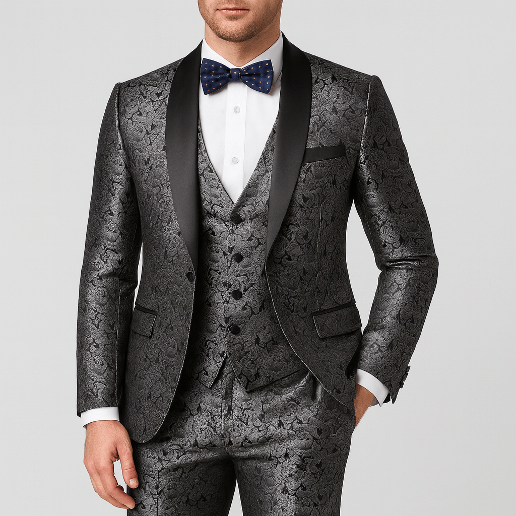 Stoneburry | Floral brocade tuxedo suit set