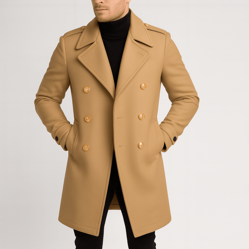 Stoneburry | Double-Breasted Wool Blend Mid-Length Coat